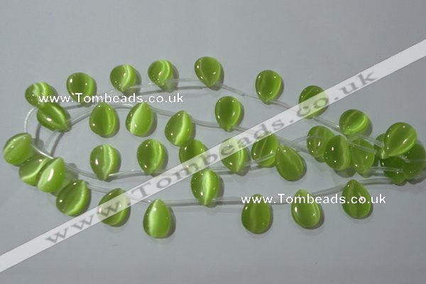 CCT1023 Top-drilled 13*18mm flat teardrop cats eye beads wholesale