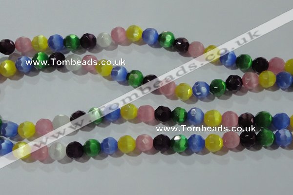 CCT386 15 inches 8mm faceted round cats eye beads wholesale