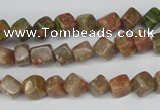 CCU103 15.5 inches 6*6mm cube New unakite beads wholesale