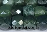 CCU1278 15 inches 6mm - 7mm faceted cube moss agate beads