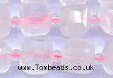 CCU1301 15 inches 9mm - 10mm faceted cube rose quartz beads