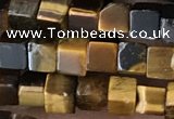 CCU464 15.5 inches 4*4mm cube yellow tiger eye beads wholesale