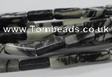 CCU506 15.5 inches 4*13mm cuboid black water jasper beads wholesale