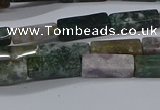 CCU713 15.5 inches 4*13mm cuboid moss agate beads wholesale