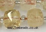 CCU775 15 inches 10*10mm faceted cube citrine beads