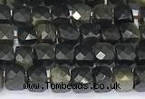 CCU852 15 inches 4mm faceted cube obsidian beads