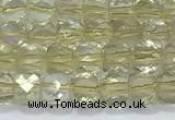 CCU861 15 inches 6mm faceted cube lemon quartz beads