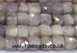 CCU883 15 inches 4mm faceted cube kunzite beads