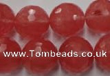 CCY116 15.5 inches 16mm faceted round cherry quartz beads wholesale