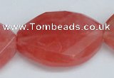 CCY168 15.5 inches 25*35mm twisted & faceted oval cherry quartz beads