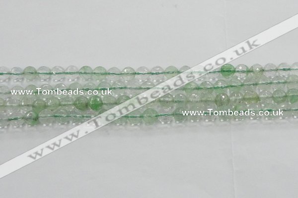 CCY612 15.5 inches 8mm faceted round green cherry quartz beads
