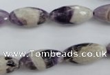 CDA28 15.5 inches 10*20mm faceted rice dogtooth amethyst beads