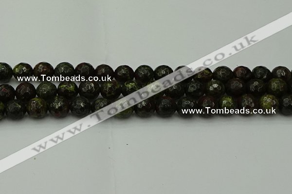 CDB314 15.5 inches 12mm faceted round dragon blood jasper beads