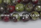 CDB331 15.5 inches 10mm faceted round A grade dragon blood jasper beads