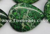 CDE195 15.5 inches 30*40mm flat teardrop dyed sea sediment jasper beads