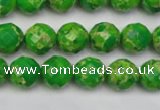 CDE2190 15.5 inches 6mm faceted round dyed sea sediment jasper beads
