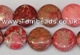 CDE655 15.5 inches 16mm flat round dyed sea sediment jasper beads