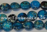 CDI305 15.5 inches 12mm flat round dyed imperial jasper beads