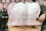CDN594 50*75mm double heart rose quartz decorations wholesale