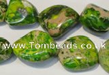 CDT154 15.5 inches 15*20mm nugget dyed aqua terra jasper beads