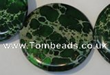 CDT177 15.5 inches 35mm flat round dyed aqua terra jasper beads