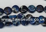 CDT230 15.5 inches 10mm flat round dyed aqua terra jasper beads