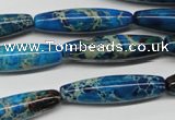 CDT291 15.5 inches 8*30mm rice dyed aqua terra jasper beads