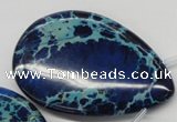 CDT346 Top-drilled 40*60mm flat teardrop dyed aqua terra jasper beads
