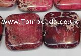 CDT626 15.5 inches 25*25mm square dyed aqua terra jasper beads