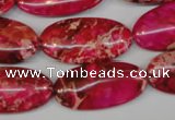 CDT647 15.5 inches 15*30mm oval dyed aqua terra jasper beads