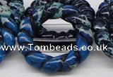 CDT67 15.5 inches 40mm donut shaped dyed aqua terra jasper beads