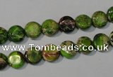 CDT935 15.5 inches 8mm flat round dyed aqua terra jasper beads
