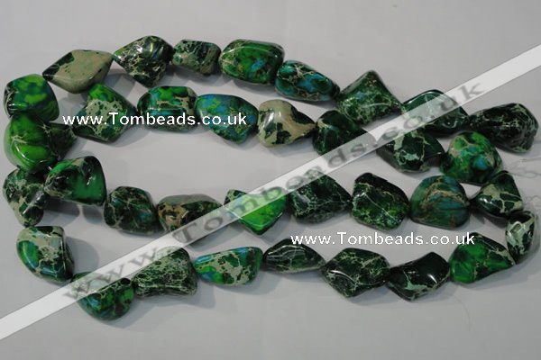 CDT961 15.5 inches 18*20mm nuggets dyed aqua terra jasper beads