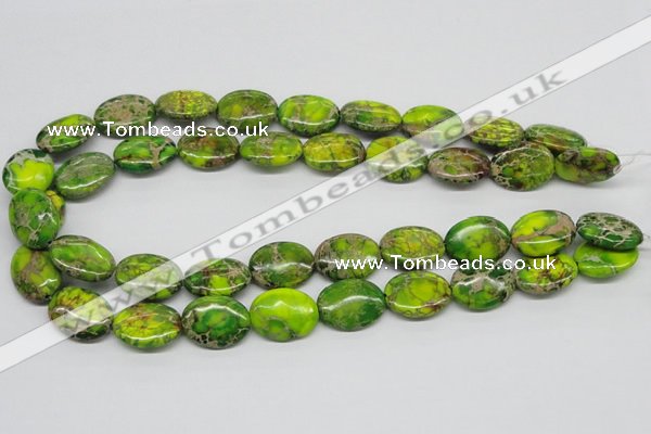 CDT99 15.5 inches 13*18mm oval dyed aqua terra jasper beads
