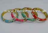 CEB62 9mm width gold plated alloy with enamel bangles wholesale
