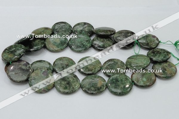CEM04 15.5 inches 30mm flat round emerald gemstone beads wholesale