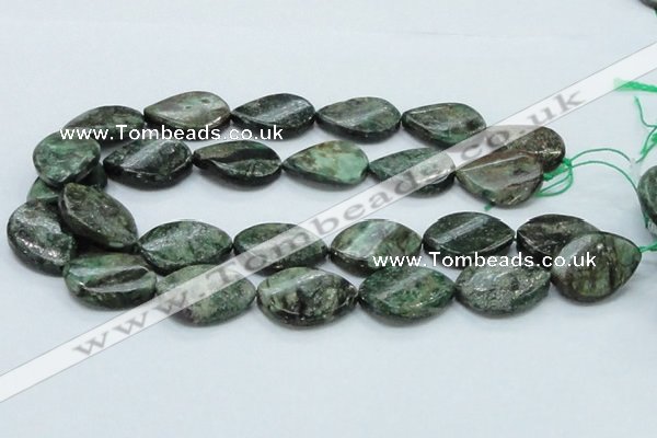 CEM29 15.5 inches 22*30mm twisted teardrop emerald gemstone beads
