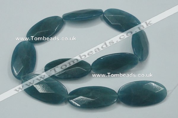 CEQ197 15.5 inches 20*40mm faceted oval blue sponge quartz beads