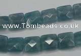 CEQ221 15.5 inches 10*10mm faceted square blue sponge quartz beads