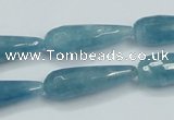 CEQ55 15.5 inches 10*30mm faceted teardrop blue sponge quartz beads