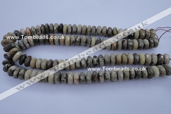 CFA212 15.5 inches 6*14mm faceted rondelle chrysanthemum agate beads