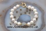 CFB1076 Hand-knotted 9mm - 10mm potato white freshwater pearl & montana agate bracelet