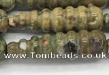 CFG1531 15.5 inches 10*35mm carved teardrop rhyolite gemstone beads