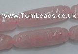 CFG208 15.5 inches 12*40mm carved rice rose quartz gemstone beads