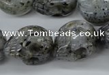 CFG344 15.5 inches 18*22mm carved skull moss quartz beads