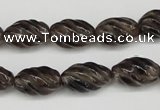 CFG55 15.5 inches 10*16mm carved rice smoky quartz beads