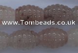 CFG751 15.5 inches 15*20mm carved rice natural pink quartz beads