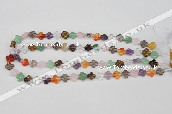 CFG77 15.5 inches 11*11mm carved flower mixed gemstone beads