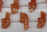 CFG858 Top-drilled 10*20mm carved animal red aventurine beads