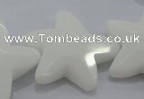 CFG969 15.5 inches 30*33mm faceted & carved star white porcelain beads